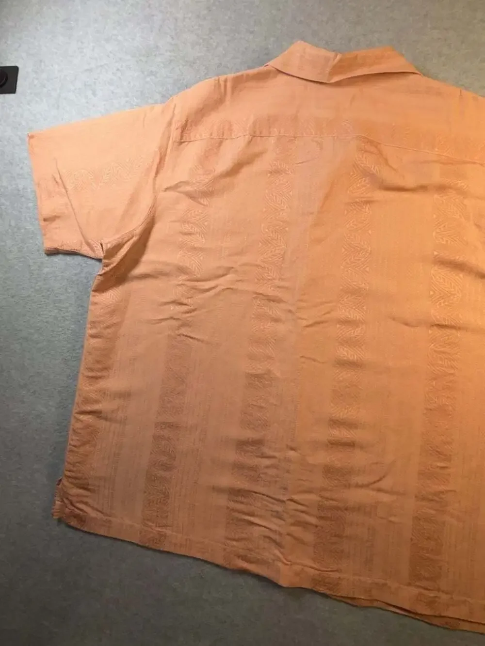 Caribbean Men's XL Peach Linen Blend Short Sleeve Button Up Shirt